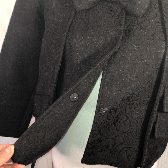 Priorities Black Jacquard Mid-Sleeve Cropped Jacket Size Small - Picture 5 of 12